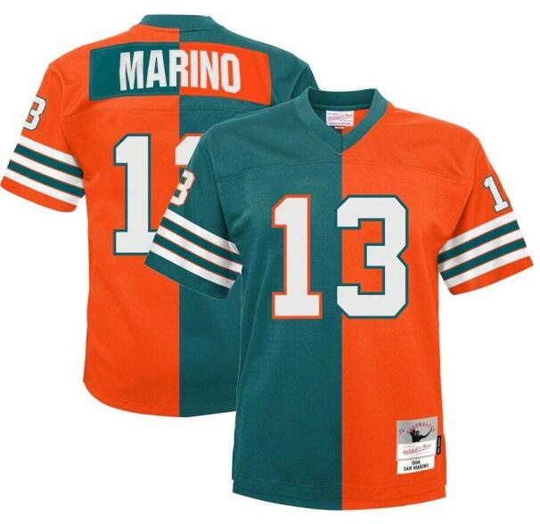 Men's Miami Dolphins Customized 1984 Aqua/Orange Split Mitchell & Ness Stitched Jersey Men's Miami Dolphins Customized 1984 Aqua/Orange Split Mitchell & Ness Stitched Jersey